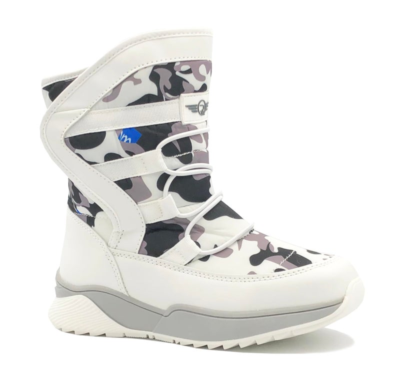 REDVOLUTION Girls Boys Unisex Snow Boots Slip-Resistant Waterpoof Winter Fashion Shoe (450K white, big kid 2) - Image 1